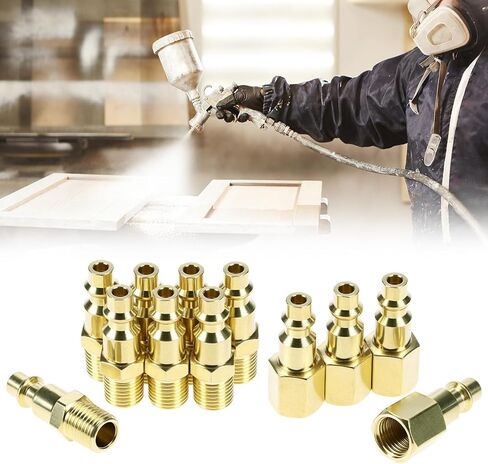 QWORK 16 Pack 1/4" NPT Air Hose Fittings Kit, Solid Brass Quick Connect Compressor Accessories with Male and Female Couplers and Plugs in Saudi Arabia