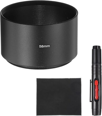PATIKIL Lens Hood Shade, 43mm Long-Focus Mount Standard Screw-in Metal Camera Cap Shade with Cleaning Cloth and Cleaning Pen, Black in Saudi Arabia