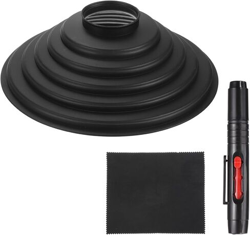 PATIKIL Lens Hood Shade, for 50-70mm Lens Collapsible Reversible Silicone Rubber Camera Cap Shade with Cleaning Cloth and Cleaning Pen, Black in Saudi Arabia