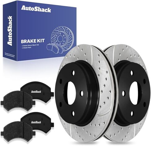 AutoShack Front Brake Kit Replacement for 2006-2018 Ram 1500 4WD RWD Drilled & Slotted E-Coated Disc Brake Rotors Black Ceramic Brakes Pads 13.22" 335.8 mm SCDPR63007630071084 in Saudi Arabia