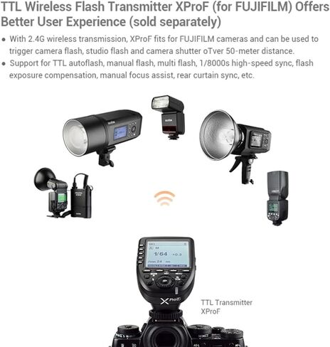 Godox V350F Flash Speedlite for Fujifilm,2.4G 7.2V/2000mAH Li-ion Battery,0.1s-1.7s Recycle Time,TTL Speedlight for Fujifilm X-ProZ X-T20 X-T2 X-T1 X-T50 X-Pro1 X-T10 X-A3 X100F X100T Etc in Saudi Arabia