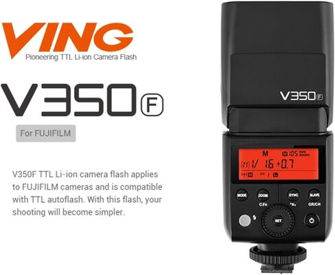 Godox V350F Flash Speedlite for Fujifilm,2.4G 7.2V/2000mAH Li-ion Battery,0.1s-1.7s Recycle Time,TTL Speedlight for Fujifilm X-ProZ X-T20 X-T2 X-T1 X-T50 X-Pro1 X-T10 X-A3 X100F X100T Etc in Saudi Arabia