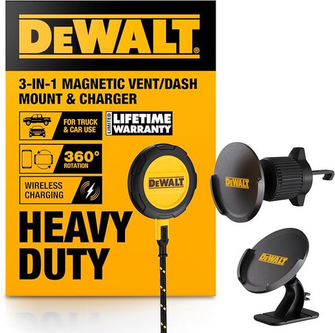 DEWALT Wireless Charger, 15W Max Fast Wireless Charging Pad MagSafe Compatible with iPhone 16/15 Series 14/13/12, Samsung Galaxy S22/S21/S20, Includes Wall Mounting Plate (No AC Adapter) in Saudi Arabia