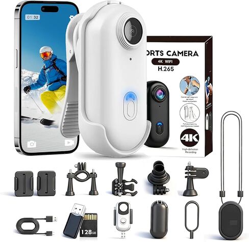 POV 4K Capture Pro 2.0, New Ultra Wide Angle HD Wearable Body Adventure Action Cameras - with 128G Card, Night Vision, for Skiing, Cycling and Outdoors Activities (Black - Official Match) in Saudi Arabia