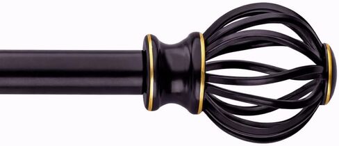 Black Curtain Rods for Windows 18 to 45 Inch,1 Inch Telescoping Splicing Drapery Rods for Windows with Twisted Cage Finials，Black in Saudi Arabia