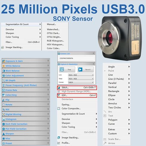 177X-1772X مجهر تعدين إلكتروني 25 مليون بكسل USB3.0 كاميرا قياس تدعم صورة الفسيفساء in Kuwait