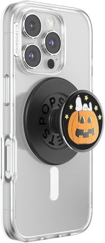 PopSockets Phone Grip for MagSafe with Kickstand, Magnetic Stand, Swappable Top, Secure Hold for iPhone MagSafe Cases, Phone & Tablet Grip, Peanuts - Popout Sitting Snoopy in Saudi Arabia