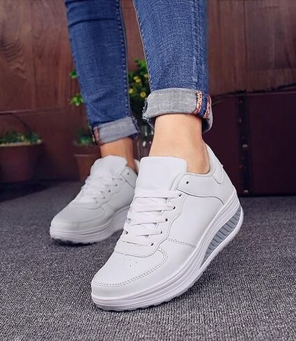 Women's Glitter Platform Wedge Athletic Tennis Walking Shoes Sparkly Sequin Lightweight Non Slip Casual Comfort Fashion Colorblock Sneakers in Saudi Arabia
