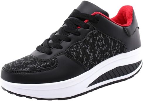 Women's Glitter Platform Wedge Athletic Tennis Walking Shoes Sparkly Sequin Lightweight Non Slip Casual Comfort Fashion Colorblock Sneakers in Saudi Arabia