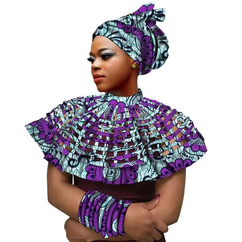 HollandaisWax African Headbands Shawl Bangle Set for Women Tribal African Print Headwear Headscarf Shawl Bracelet in Kuwait