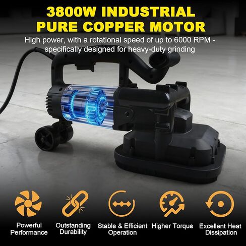 مجموعة طاحونة خرسانة بأربعة رؤوس من PeiXWming بمقبض طويل، مطحنة أرضية خرسانية 4 بوصات 3800 وات 0-6000 دورة في الدقيقة لسطح الخرسانة واستخلاص الغبار وعجلات مساعدة لطحن رخام الأسمنت الخرساني in Kuwait