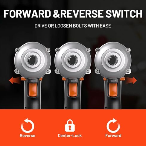 LiTHELi Cordless Impact Wrench Kit, 1/2 Inch Hog Ring Impact Gun with 4 Impact Sockets, 5 Torque Settings Impact Driver with Carry and Storage Box, Charger not Included in Saudi Arabia