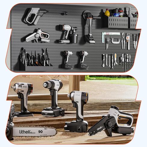 LiTHELi Cordless Impact Wrench Kit, 1/2 Inch Hog Ring Impact Gun with 4 Impact Sockets, 5 Torque Settings Impact Driver with Carry and Storage Box, Charger not Included in Saudi Arabia