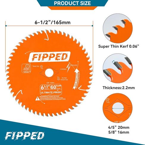 6-1/2 Inch 60 ATB Teeth Ultra Fine Finish Circular Saw Blade for Wood Cutting,Thin-Kerf with 5/8" Arbor,Replacement for Diablo D0660A Framing Saw Blade,2 Pack in Saudi Arabia