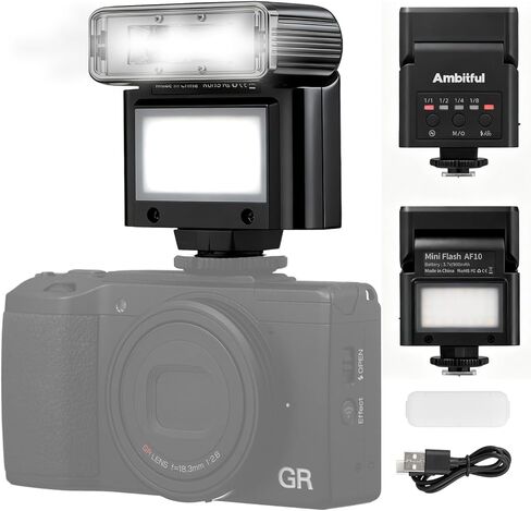 AMBITFUL AF10 Mini Camera Flash, Rechargeable Speedlight GN10 with Diffuser, 7500K 90° Tilt Universal Single-Contact Hot Shoe Flash Compatible with Sony A7IV A7III, Canon, Nikon, Fuji, Panasonic in Saudi Arabia
