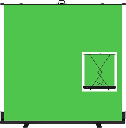LIHONG 59.8x78.7in Pop Up Green Screen Collapsible Chroma Key Backdrop,Portable Retractable Photo Background with Stand for Tiktok Video, Live Game,Pull-up&Down Style in Saudi Arabia