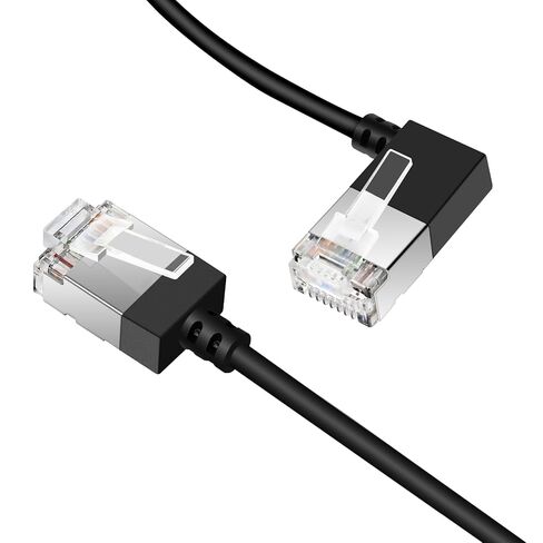 Flexible Cat 6 Ethernet Cable 270 °Upward Angle 3.3 Feet, Ultra Thin & Slim Rj45 Cat 6a LAN Cord up to High Speed 10Gbps 550MHz for PC, Router, Windows (Black) in Kuwait