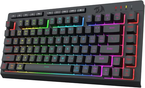 Redragon Wireless Gaming Keyboard and Mouse Combo, Bluetooth/2.4G/USB-C, RGB Backlit, Macro Keys, Rechargeable, Software Support, 75% Portable Quiet Membrane Keyboard & 12800 DPI Mouse in Saudi Arabia