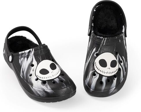 Disney The Nightmare Before Christmas Jack Skellington Black and White Clogs | Fur Lined Footwear for Halloween in Saudi Arabia