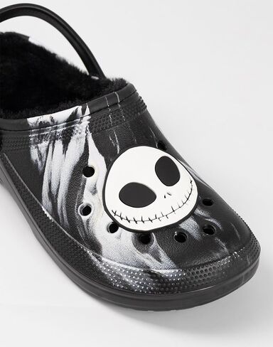 Disney The Nightmare Before Christmas Jack Skellington Black and White Clogs | Fur Lined Footwear for Halloween in Saudi Arabia