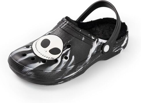 Disney The Nightmare Before Christmas Jack Skellington Black and White Clogs | Fur Lined Footwear for Halloween in Saudi Arabia