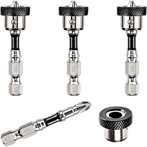 KEWAYO 4pcs Drywall Screw Setter, Magnetic Positioning Screwdriver Bits K5 Bits, 1/4" Hex Shank Drywall Screw Bit, Plasterboard Screws Locating Batch Head Drilling Tools, 50mm in Kuwait