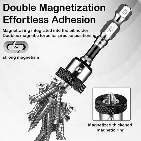 KEWAYO 4pcs Drywall Screw Setter, Magnetic Positioning Screwdriver Bits K5 Bits, 1/4" Hex Shank Drywall Screw Bit, Plasterboard Screws Locating Batch Head Drilling Tools, 50mm in Kuwait