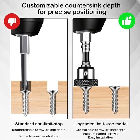 KEWAYO 4pcs Drywall Screw Setter, Magnetic Positioning Screwdriver Bits K5 Bits, 1/4" Hex Shank Drywall Screw Bit, Plasterboard Screws Locating Batch Head Drilling Tools, 50mm in Kuwait