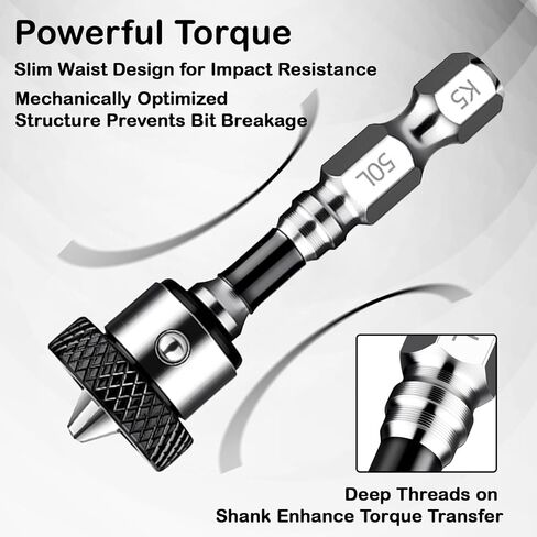 KEWAYO 4pcs Drywall Screw Setter, Magnetic Positioning Screwdriver Bits K5 Bits, 1/4" Hex Shank Drywall Screw Bit, Plasterboard Screws Locating Batch Head Drilling Tools, 50mm in Kuwait