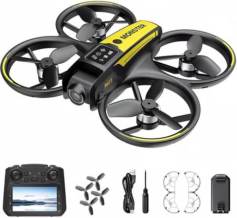 CloudWings M23 FPV Drone for Kids with Camera and Remote – Beginner RC Drone with Brushless Motor, Optical Flow Hover, One-Key Takeoff, FPV Video (black and yellow, 2 Batteries) in Saudi Arabia