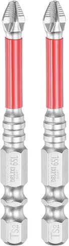HARFINGTON 2pcs #2 Anti Slip Phillips Screwdriver Bit PH2 1/4" Hex Shank 2.6" (65mm) Magnetic Cross Head Drill Bits Chrome Plating S2 Steel Industrial Screw Driver Tool, Silver/Red in Saudi Arabia