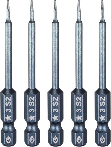 HARFINGTON 5pcs 5-Point Torx Screwdriver Bit 1/4" Hex Shank 3mm Magnetic Head 2.6" Length S2 Steel Pentagon Star Screw Driver Bit for Repair Work Electric Screwdriver, Blue in Saudi Arabia
