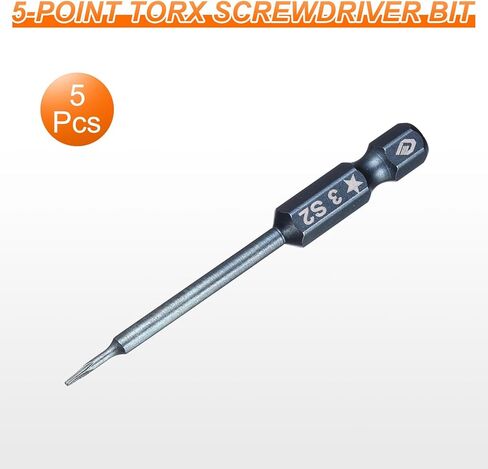 HARFINGTON 5pcs 5-Point Torx Screwdriver Bit 1/4" Hex Shank 3mm Magnetic Head 2.6" Length S2 Steel Pentagon Star Screw Driver Bit for Repair Work Electric Screwdriver, Blue in Saudi Arabia