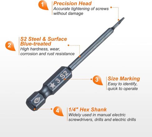 HARFINGTON 5pcs 5-Point Torx Screwdriver Bit 1/4" Hex Shank 3mm Magnetic Head 2.6" Length S2 Steel Pentagon Star Screw Driver Bit for Repair Work Electric Screwdriver, Blue in Saudi Arabia