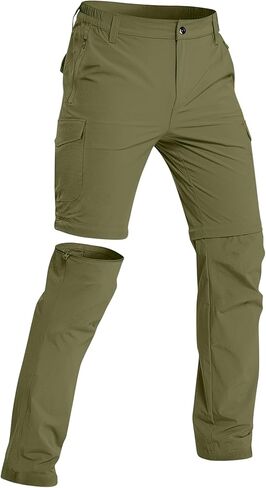 Mens Hiking Pants, Convertible Quick-Dry Water-Resistant Cargo Pants with 6 Pockets Stretch Lightweight Zip Off Pants in Kuwait