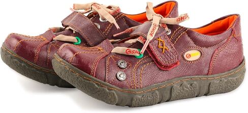 Women's Leather Casual Shoes with Hook - Loop Closure, Comfortable for Daily Wear in Saudi Arabia