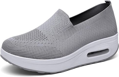 Women's Nursing Shoes Air Cushion Knit Shoes Wedge Sneaker Walking Shoes Platform Wedge Sneaker in Saudi Arabia