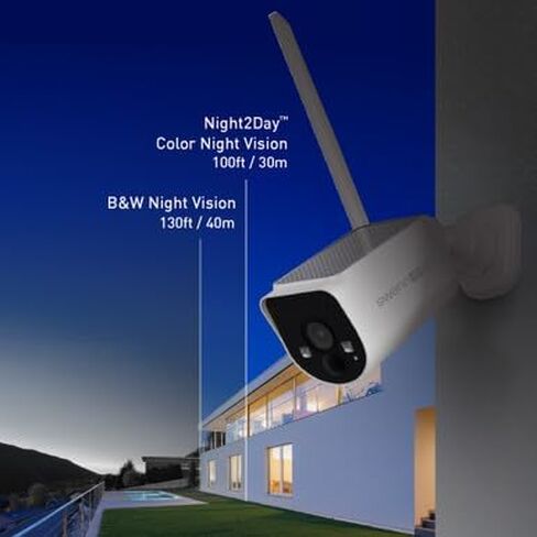 كاميرا Swann MaxRanger4K اللاسلكية للأمان الشمسي، 4K UHD، 2000 قدم طويلة المدى Wi-Fi HaLow، رؤية ليلية ملونة، تنبيهات كشف حقيقية، صوت ثنائي الاتجاه، مقاوم للطقس، بدون رسوم شهرية-SWNVW-MAXV2CAM in Saudi Arabia