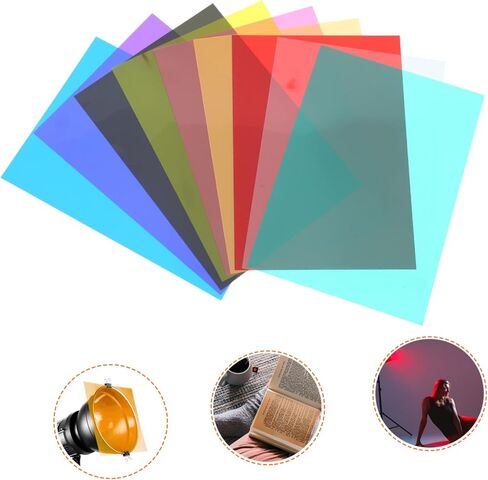 9Pcs Color Light Filters for Photography Video Transparent Gel Light Diffuser Film for Studio Lighting Includes Tea in Saudi Arabia