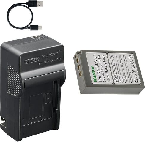 Kastar AC & USB-C Battery Charger, Compatible with Olympus BLS-50, Pen E-P/E-PL/E-PM Series, OM-D E-M10 II/III/IV, OM-D E-M5 Mark III, OM-5, Stylus 1/1s, and E-System E-400–E-620 Camera in Saudi Arabia