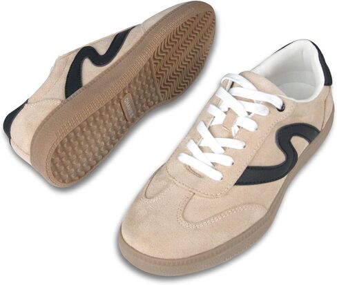 Women's Retro Fashion Sneakers Classic Casual - Memory Foam Insoles Lace-Up Comfortable Shoes Genuine Leather Walking Footwear Anti Slip Trainers in Saudi Arabia