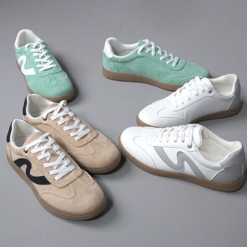 Women's Retro Fashion Sneakers Classic Casual - Memory Foam Insoles Lace-Up Comfortable Shoes Genuine Leather Walking Footwear Anti Slip Trainers in Saudi Arabia