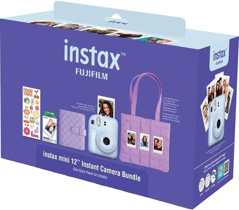 FUJIFILM instax mini 12 Instant Film Camera Holiday Bundle (Pastel Blue) with 2 x Instax Mini Instant Film - Foil Pack and Microfiber Cloth in Saudi Arabia