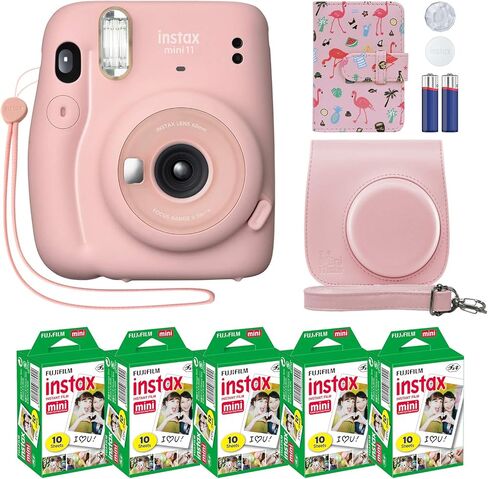 Fujifilm Instax Mini 11 Instant Camera + MiniMate Accessory Bundle & Compatible Custom Case + Fuji Instax Film Value Pack (50 Sheets) Flamingo Designer Photo Album (Blush Pink, Standard Packaging) in Saudi Arabia