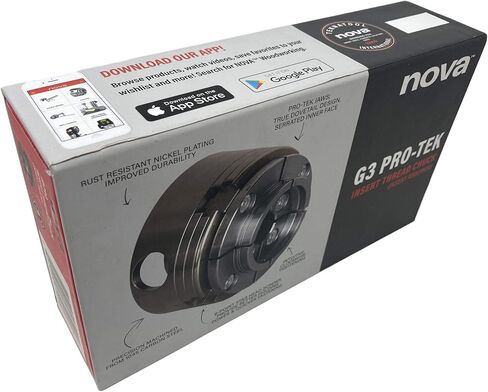 طقم ظرف مخرطة الخشب Nova 48290 Premier Pro-Tek G3 مع مجموعة فك Pro-Tek 2 بوصة، ومسمار دودة الخشب، وملحقات، مُزودة بإدراج Nova ILNS 1-1/4 بوصة × 8tpi in Saudi Arabia