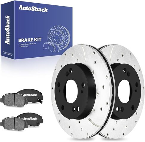 وسادات فرامل دوارة من السيراميك لدوارات الفرامل المحفورة والمشقوقة من AutoShack | بديل لسيارة هوندا سيفيك 2006-2011 1.8L FWD | المغلفة الإلكترونية | طقم فرامل 6 قطع | ShadowGuard in Saudi Arabia