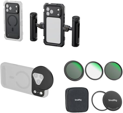 الحزمة: SmallRig Phone Video Cage Dual Handheld Kit for iPhone 17 Pro 5540+FilMov 67mm Magnetic Filter Ring 5547+5-in-1 Magnetic 67mm Lens Kit 4726 in Saudi Arabia