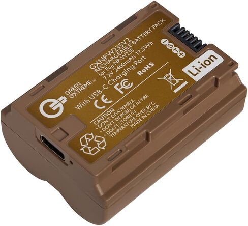 Green Extreme 2X NP-W235 17.3Wh 7.2V 2400mAh Lithium-Ion Battery, Bundle with Compact Smart Charger and Smart Charger Plate for Fujifilm X-T4 Camera in Saudi Arabia