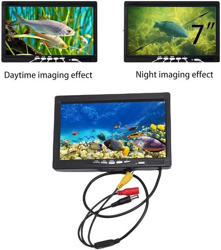 Underwater Fishing Camera, 7 Inch HD Screen 5MP 1080P 195 Degree Wide Angle Lens with 8 LED Lights and 20m Cable, for Ice Lake River Boat Kayak Fishing (US Plug) in Saudi Arabia
