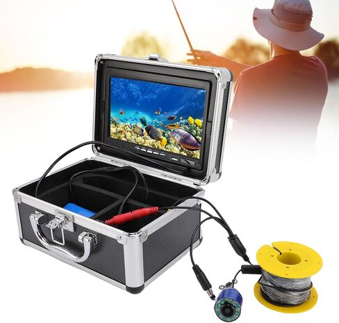 Underwater Fishing Camera, 7 Inch HD Screen 5MP 1080P 195 Degree Wide Angle Lens with 8 LED Lights and 20m Cable, for Ice Lake River Boat Kayak Fishing (US Plug) in Saudi Arabia
